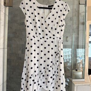 J. Crew Asymmetrical Polka Dot Dress - White and Black
